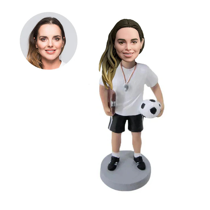 custom female soccer player bobbleheads