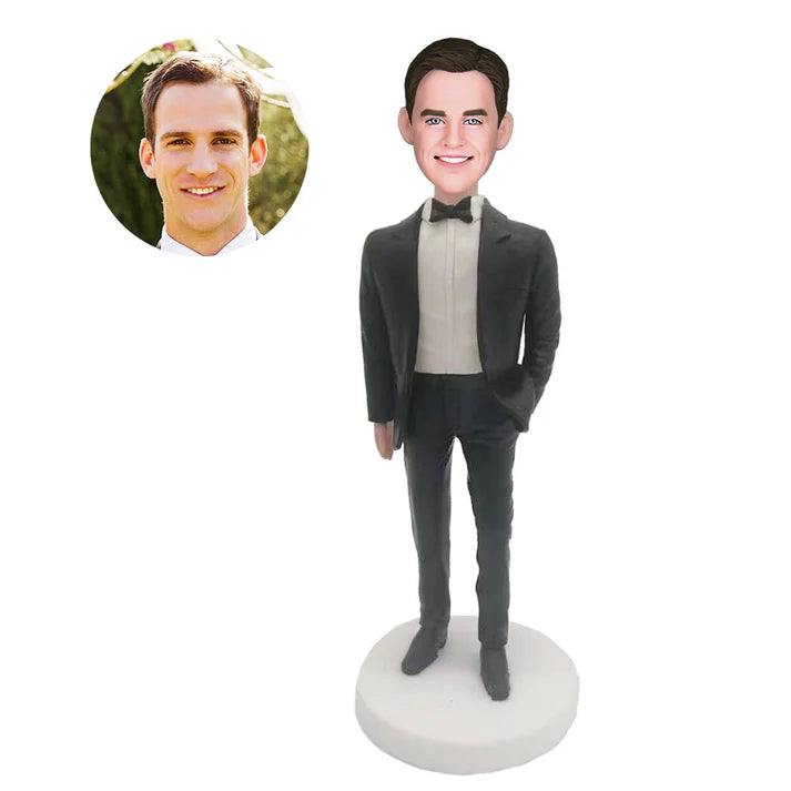 Custom Handsome Groomsmen Bobblehead In Suit