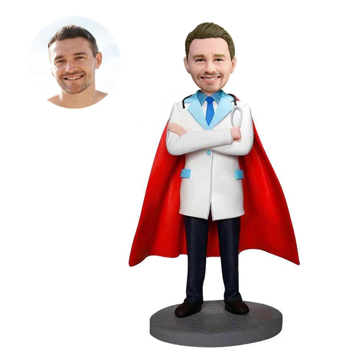 custom handsome male super doctor bobbleheads crossed arms