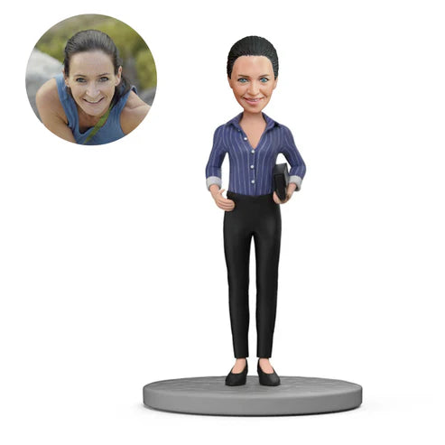 custom female office manager bobbleheads in business suit