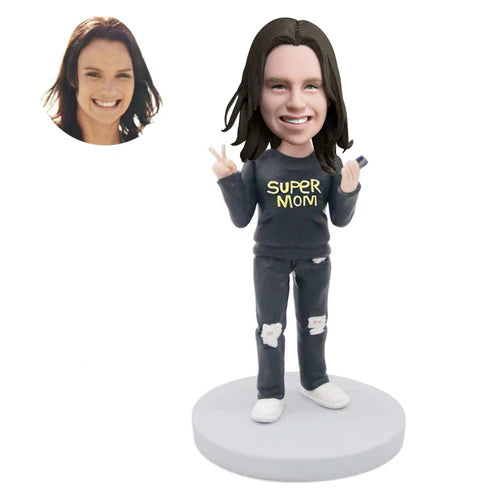 custom beautiful female boss bobbleheads in black suit