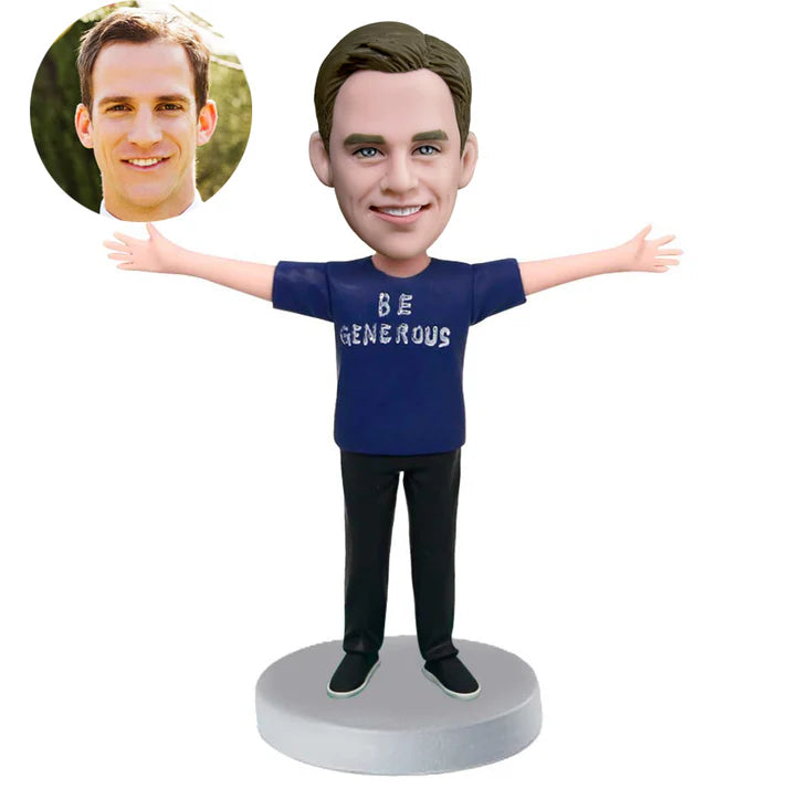 custom be generous male bobbleheads with outstretched arms