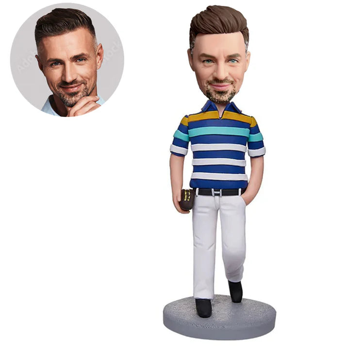 custom casual drinking male bobbleheads