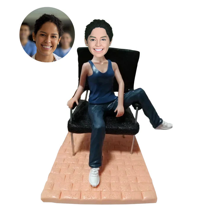 Custom Bobblehead Lady Boss Sitting on A Chair