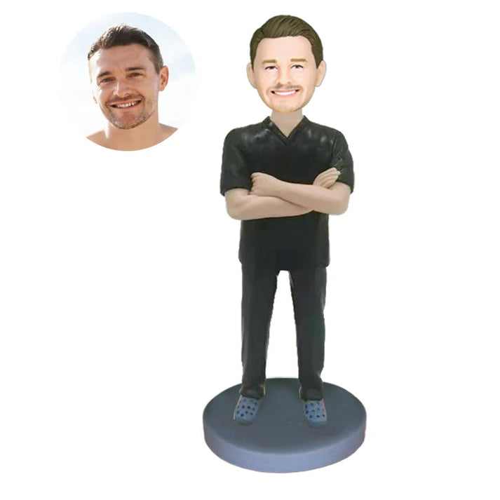 Casual Men's Hands Folded Custom Bobblehead