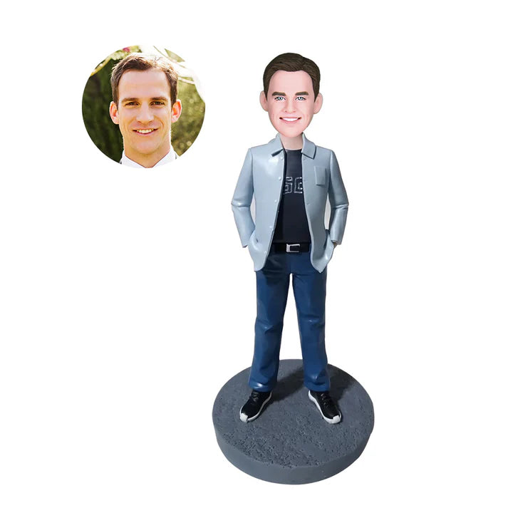 Custom Casual Wear Happy Man Bobbleheads