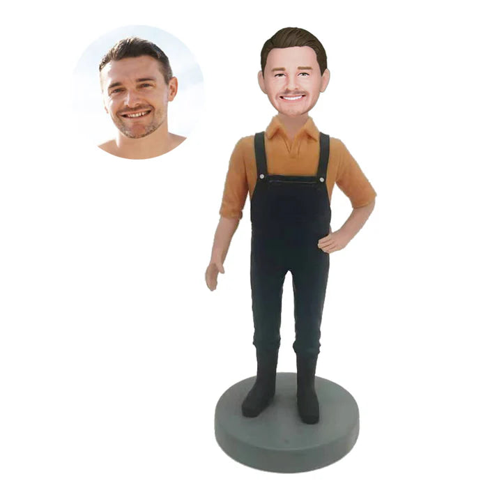 Handsome Man In Bib Pants Custom Bobblehead