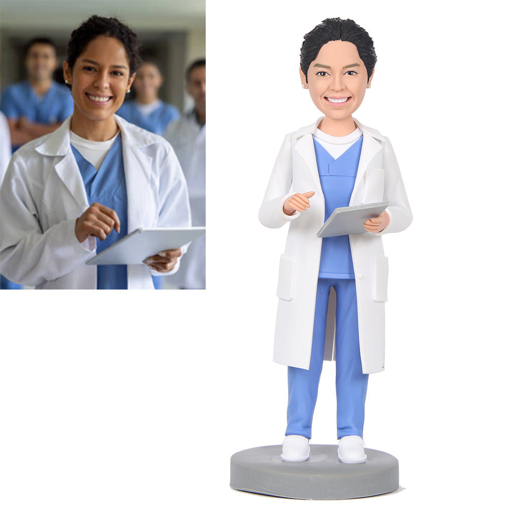 Fully Customizable Female Doctor With Ipad Custom Bobblehead