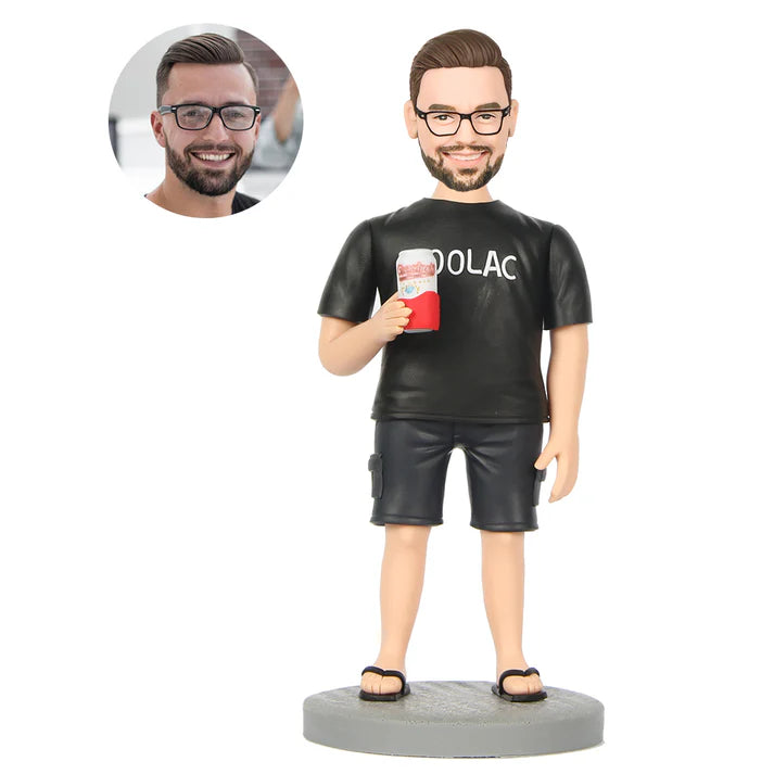 Custom Casual Man Bobbleheads Drink in hand