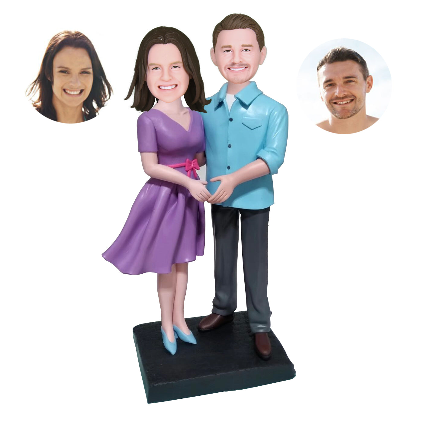 Valentine's Day Gift A Couple Holding Hands Custom Bobbleheads