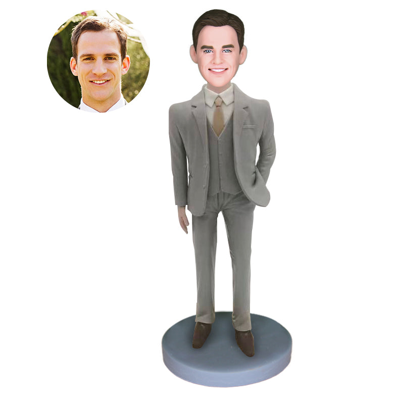 Businessman With Hand In Pocket Custom Bobblehead