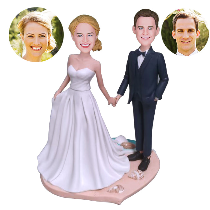 Sweet Wedding Hand In Hand Custom Bobblehead